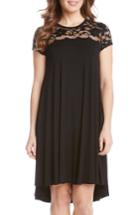 Women's Karen Kane Lace Yoke Cap Sleeve Swing Dress - Black