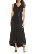 Women's Morgan & Co. Sequin & Lace High/low Gown - Black