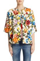 Women's Dolce & Gabbana Crop Sleeve Wool & Silk Jacket Us / 38 It - White