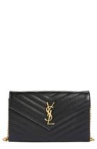 Women's Saint Laurent Large Monogram Quilted Leather Wallet On A Chain -