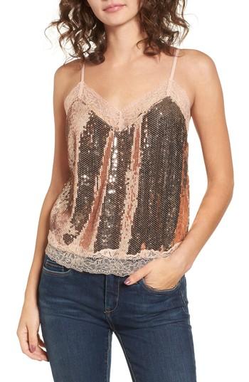 Women's Soprano Lace Trim Sequin Camisole Top