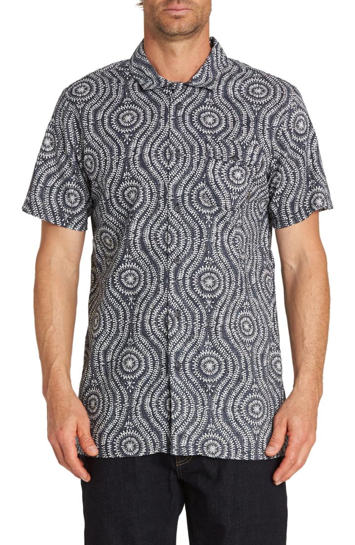 Men's Billabong Cosmic Patterned Camp Shirt, Size - Blue