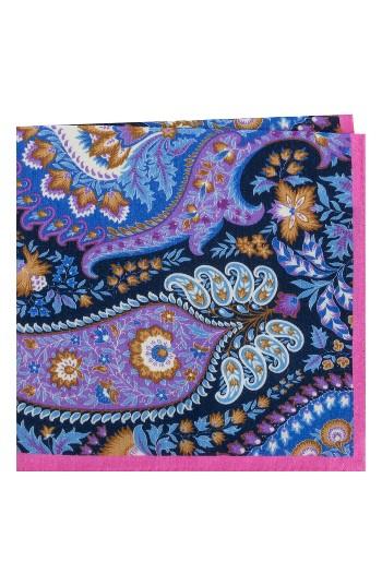 Men's Ted Baker London Morrisville Wool & Silk Pocket Square, Size - Blue