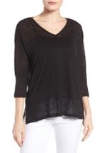 Women's Two By Vince Camuto Seam Detail Linen Tee, Size - Black