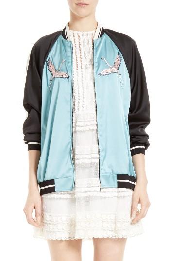 Women's Red Valentino Sunset Embroidered Satin Bomber