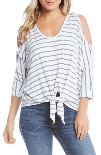 Women's Karen Kane Cold Shoulder Tie Front Top - Grey