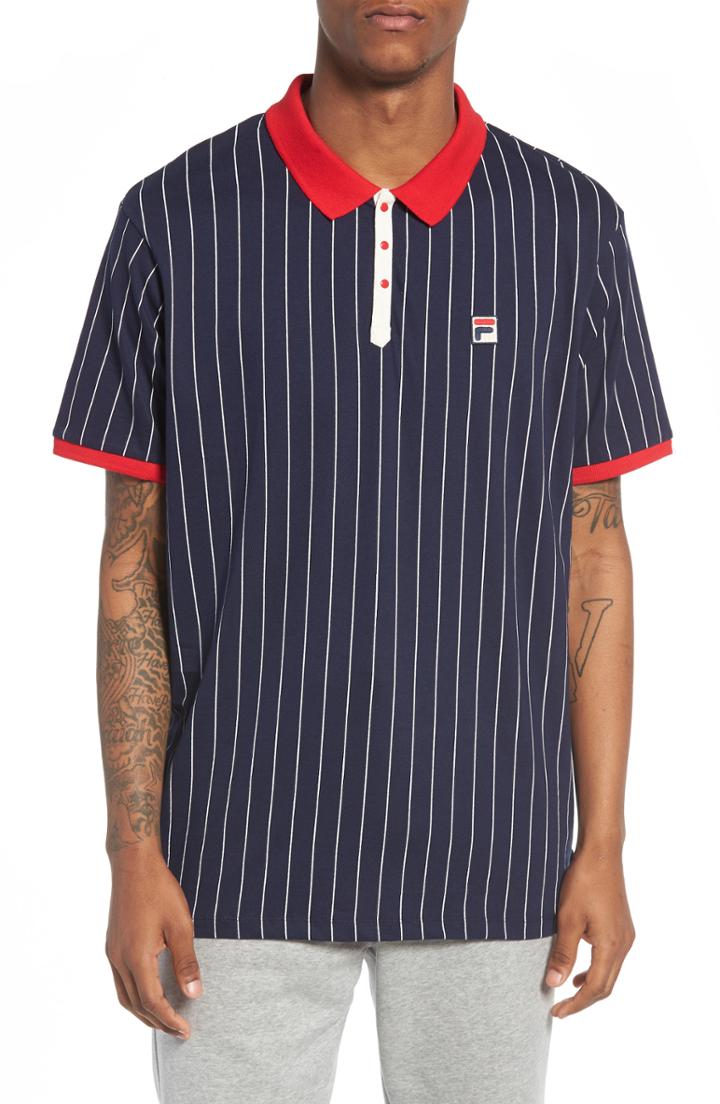 Men's Fila Snap Polo Shirt, Size - Blue