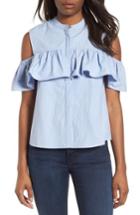Women's Lucky Brand Cold Shoulder Ruffled Top - Blue