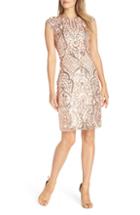 Women's Vince Camuto Sequin Bateau Neck Cocktail Sheath - Pink