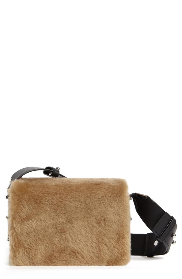 Allsaints Versailles Leather & Genuine Shearling Shoulder Bag - Brown