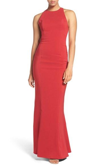 Women's Maria Bianca Nero Ruffle Low Back Mermaid Gown