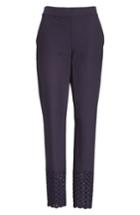 Women's St. John Collection Eyelet Trim Stretch Twill Crop Pants - Blue