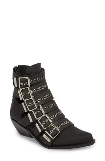 Women's Jeffrey Campbell Disturbed Moto Buckle Bootie M - Black
