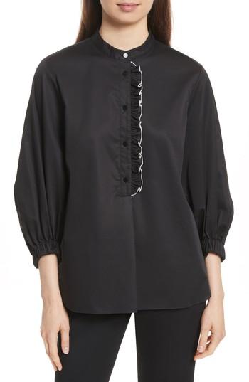 Women's Tibi Spectator Ruffle Blouse - Black