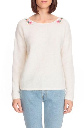 Women's Sezane Cassiopee Embroidered Sweater - White