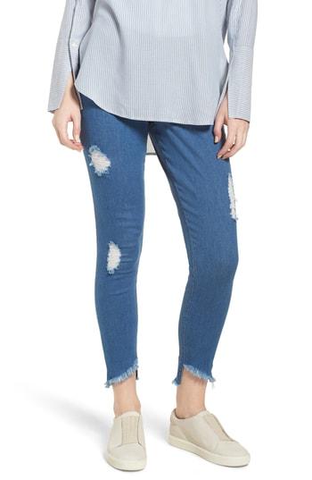 Women's Hue Angled Hem Denim Skimmer Leggings - Blue