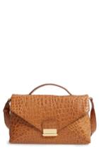 Dries Van Noten Croc Embossed Leather Shoulder Bag - Metallic