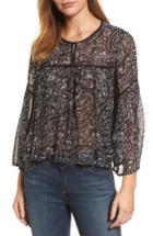 Women's Lucky Brand Paisley Print Bell Sleeve Top - Black