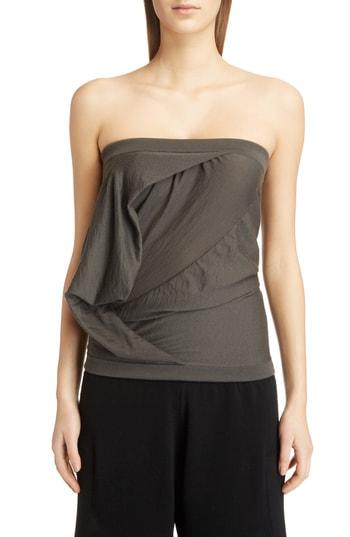 Women's Rick Owens Draped Cashmere Blend Strapless Top - Grey