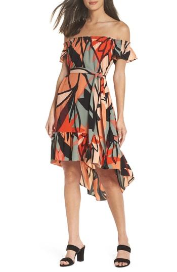 Women's Clover And Sloane Off The Shoulder Bubble Crepe Dress - Orange