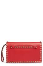 Valentino 'rockstud' Nappa Leather Flap Clutch -