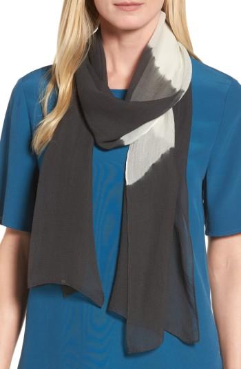 Women's Eileen Fisher Colorblock Silk Scarf, Size - Brown