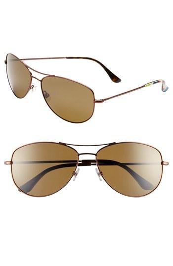 Women's Kate Spade New York 'ally' 60mm Polarized Metal Aviator Sunglasses - Brown