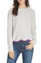 Women's Autumn Cashmere Contrast Scallop Hem Cashmere Sweater - White