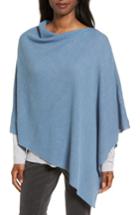 Women's Eileen Fisher Fine Merino Wool Links Poncho, Size - Blue