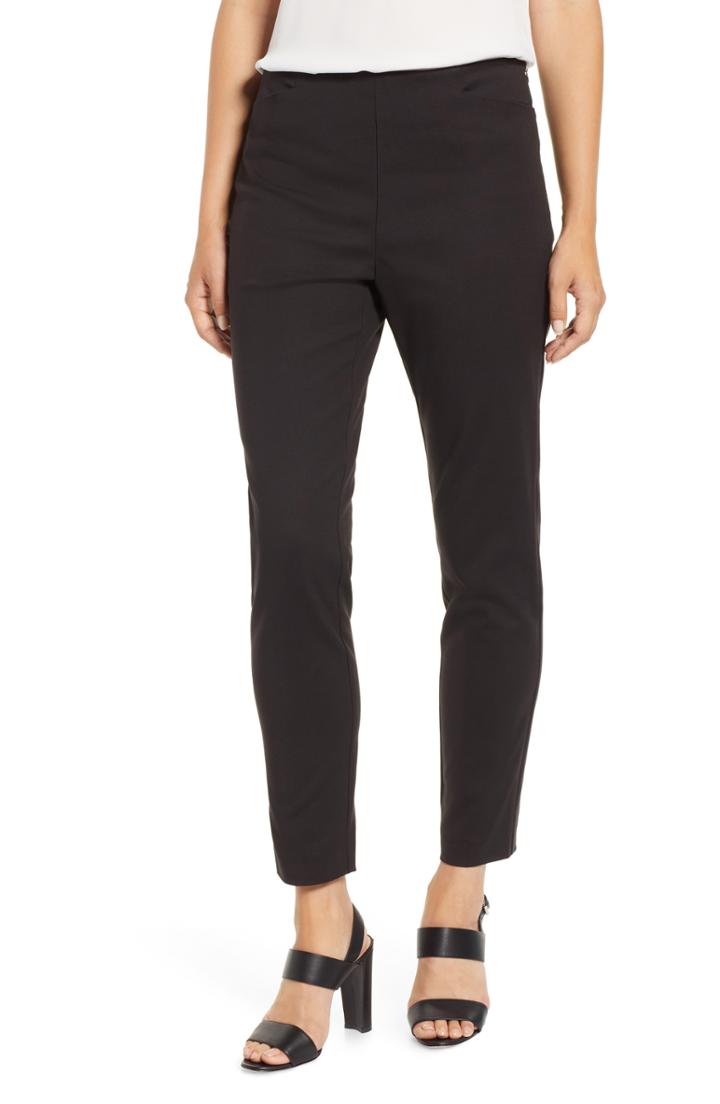 Women's Vince Camuto Side Zip Stretch Cotton Blend Pants - Black