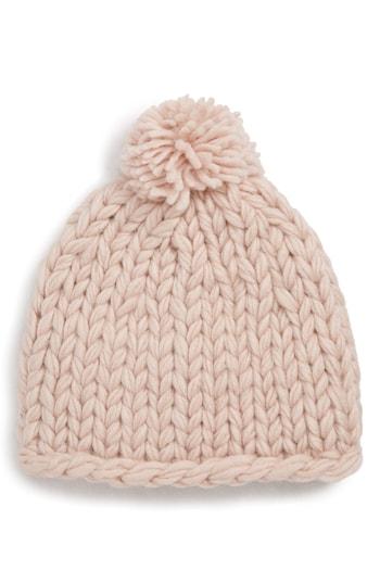 Women's Nirvanna Designs Chunky Knit Pompom Beanie - Pink