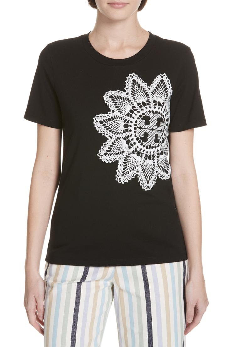 Women's Tory Burch Doily Logo Tee - Black