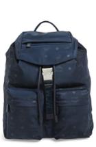 Mcm Small Dieter Monogrammed Nylon Backpack - Blue