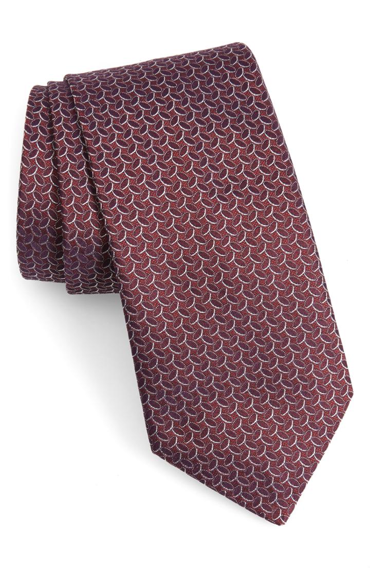 Men's John Varvatos Star Usa Geo Oval Silk Tie, Size - Burgundy