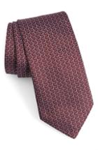 Men's John Varvatos Star Usa Geo Oval Silk Tie, Size - Burgundy