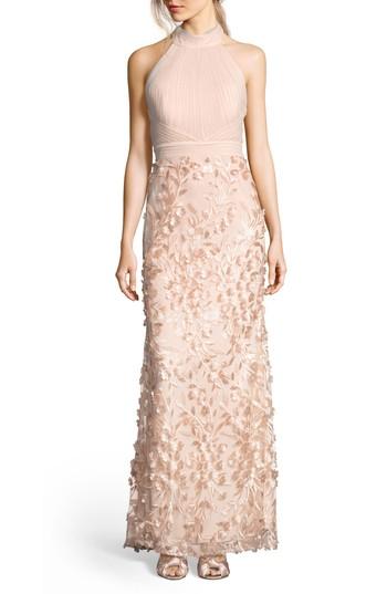 Women's Adrianna Papell Petal Tulle Halter Gown - Pink