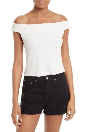 Women's Rag & Bone/jean Thermal Off The Shoulder Top - White