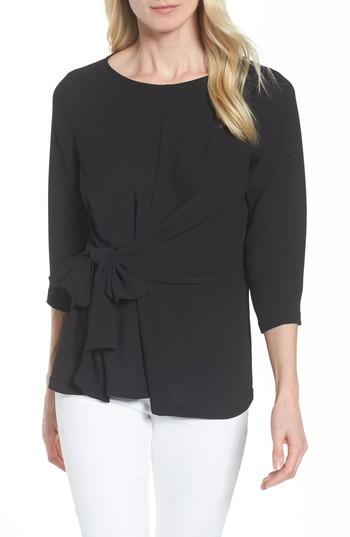 Women's Gibson Tie Front Crepe Top - Black