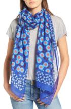 Women's Kate Spade New York Tangier Floral Cotton & Silk Oblong Scarf, Size - Blue