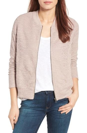 Women's Caslon Slub Woven Bomber Jacket - Beige