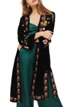 Women's Topshop Floral Embroidered Velvet Kimono