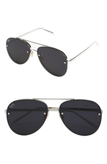 Women's Nem Aviator Sunglasses - Matte Black/ Silver Mirror