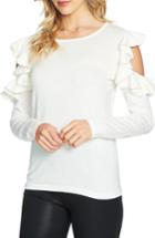 Women's Cece Ruffled Cold Shoulder Sweater, Size - Ivory