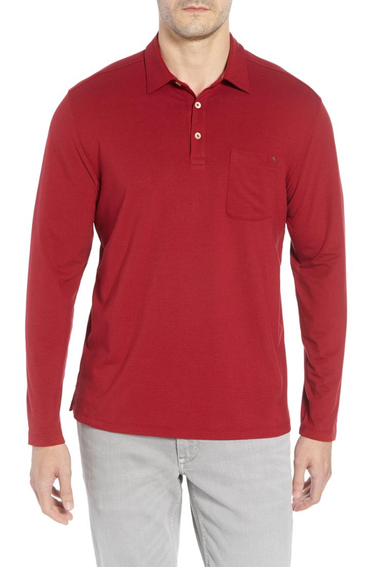 Men's Tommy Bahama Tropicool Sueded Sands Fit Polo, Size Large - Red