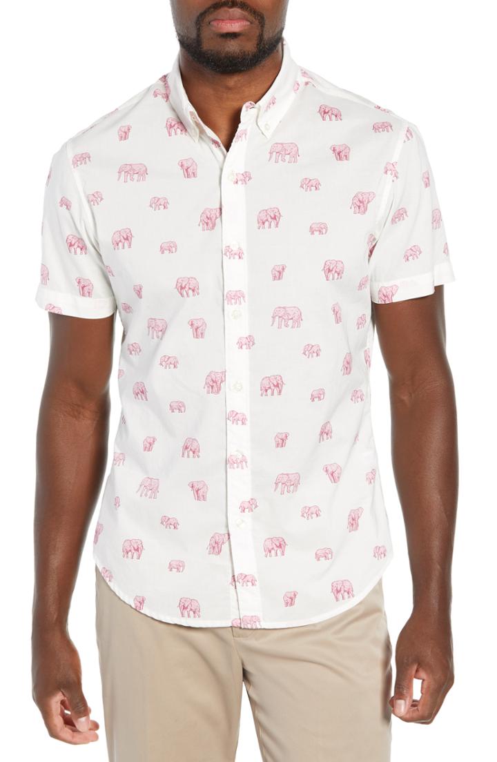 Men's Bonobos Riviera Slim Fit Elephant Print Sport Shirt R - White