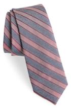 Men's Calibrate Stripe Silk Blend Skinny Tie, Size - Red
