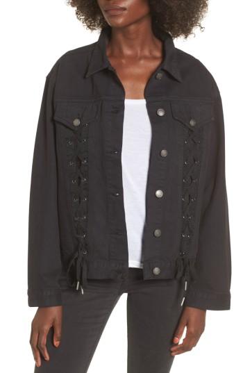 Women's Chloe & Katie Lace-up Denim Jacket - Black