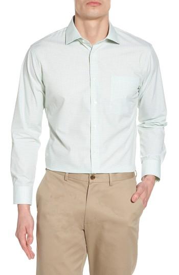 Men's Nordstrom Men's Shop Trim Fit Non-iron Check Dress Shirt 32/33 - Green