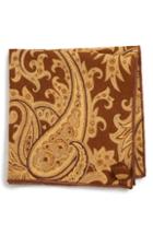 Men's Armstrong & Wilson Paisley Wool Pocket Square, Size - Orange