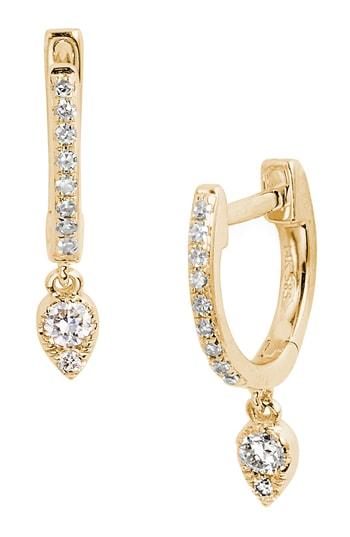 Women's Ef Collection Diamond Teardrop Huggies